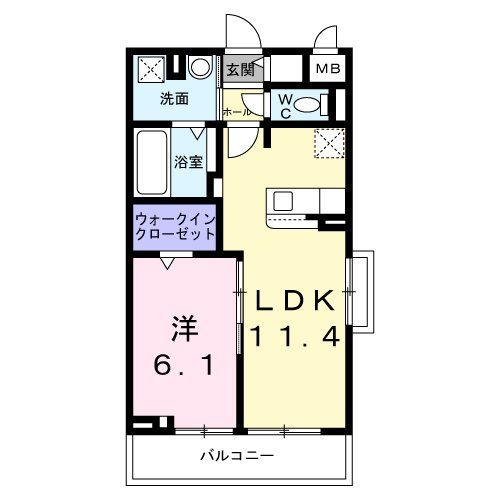 厚木市上落合のアパートの間取り