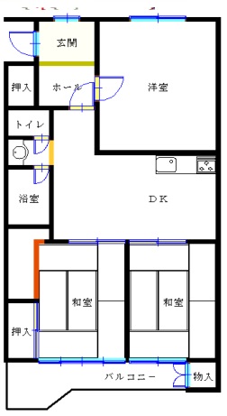 福山市沖野上町のアパートの間取り