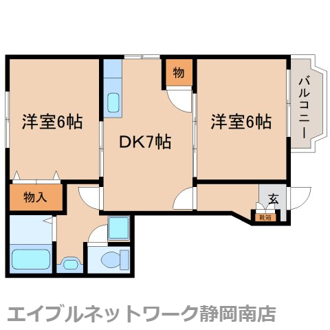 藤枝市水守のアパートの間取り