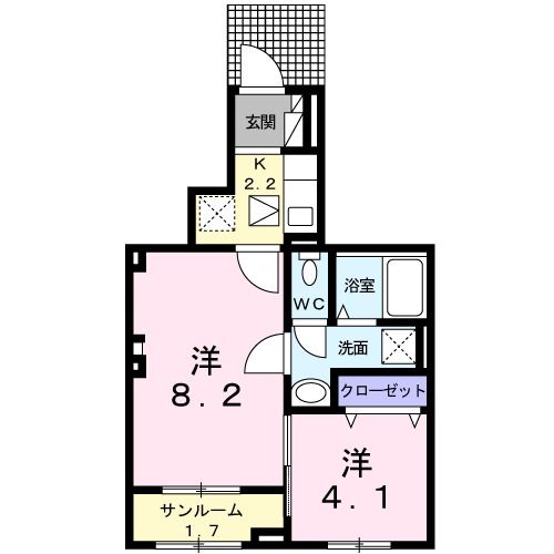 柏市宿連寺のアパートの間取り