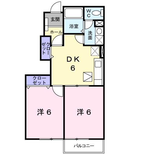 玉野市槌ケ原のアパートの間取り