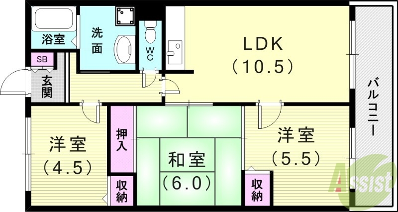 【神戸市垂水区西舞子のマンションの間取り】