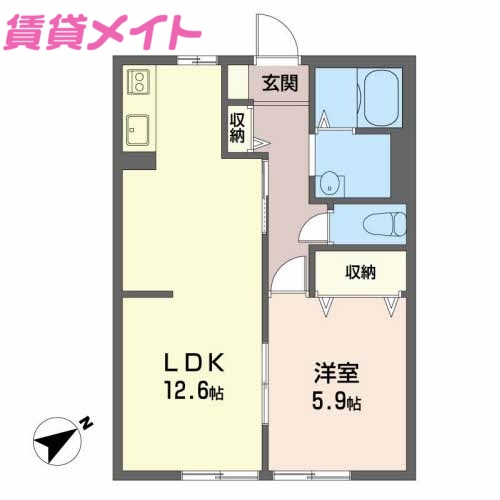 鈴鹿市矢橋のアパートの間取り