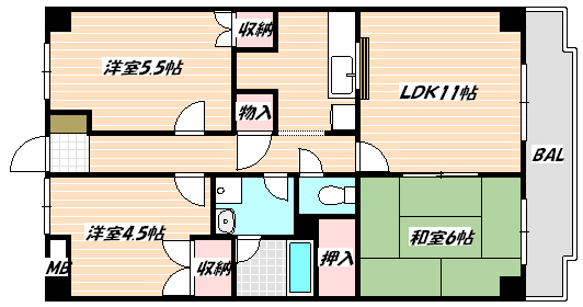 市川市福栄のマンションの間取り