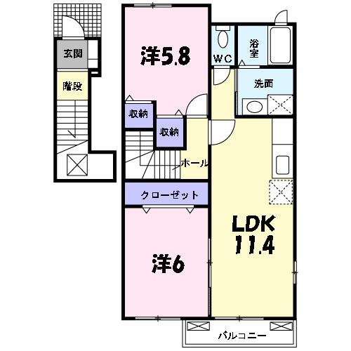 プラシード野中Ａの間取り