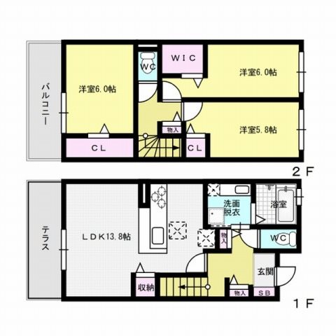 福岡市早良区小田部のアパートの間取り