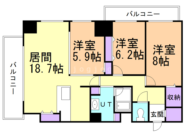 札幌市中央区南二条東のマンションの間取り