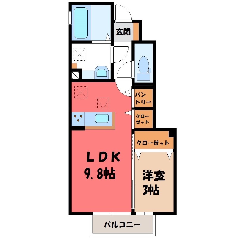 下都賀郡野木町大字潤島のアパートの間取り