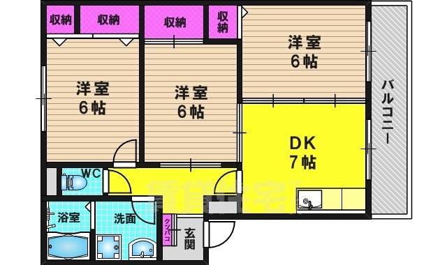 京都市伏見区羽束師鴨川町のマンションの間取り