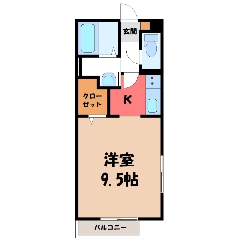 小山市花垣町のアパートの間取り