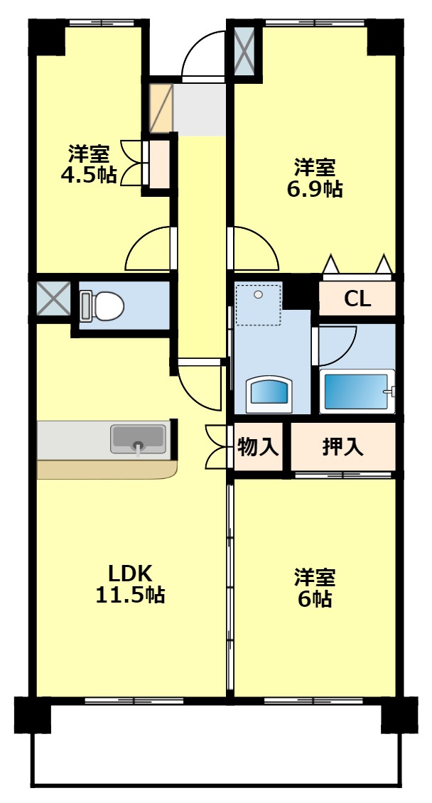 ビレッジハウス京ヶ峰タワーの間取り