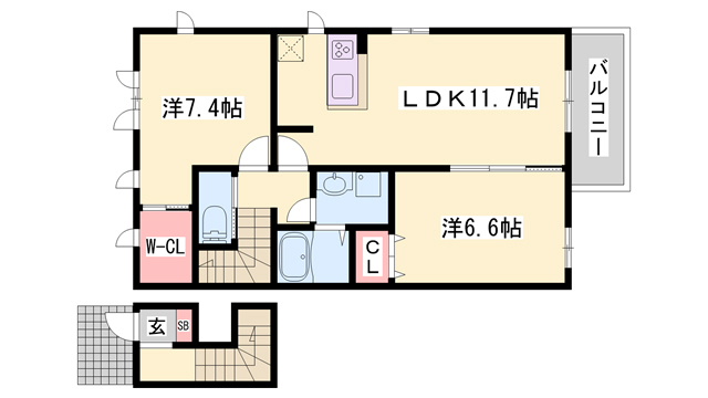 加古郡播磨町古田のアパートの間取り