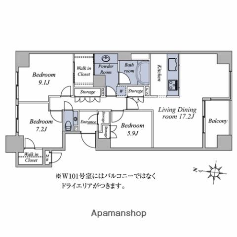 京王井の頭線 駒場東大前駅 徒歩8分 9階建 築19年の間取り写真