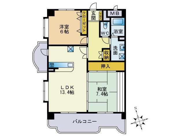 ＪＲ鹿児島本線 九産大前駅 徒歩18分 6階建 築27年の間取り写真
