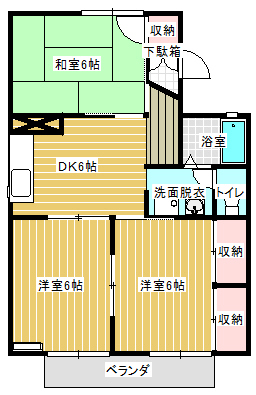 ＪＲ伯備線 総社駅 徒歩10分 2階建 築39年の間取り写真