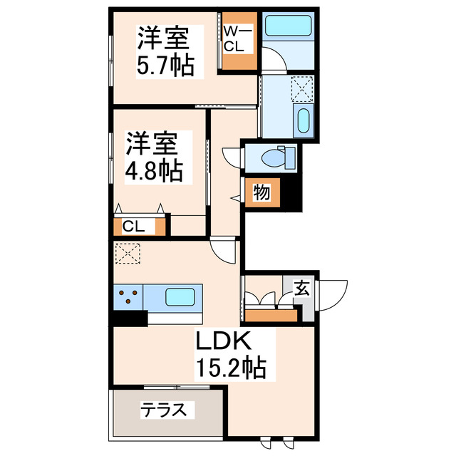 菊池郡菊陽町大字原水のマンションの間取り