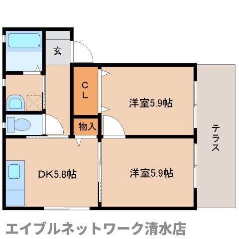 静岡市清水区横砂南町のアパートの間取り