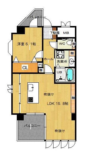 熊本市東区小山のマンションの間取り