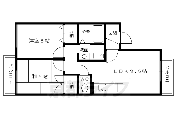 【京都市北区西賀茂柿ノ木町のアパートの間取り】