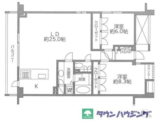 新宿区北新宿のマンションの間取り