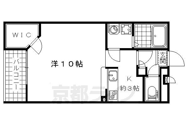 京都市山科区大宅中小路町のマンションの間取り