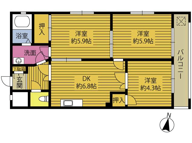 サングレイス仲西の間取り