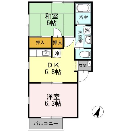 金沢市若松町のアパートの間取り