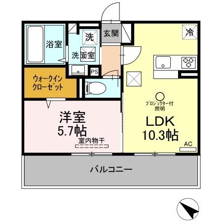 熊本市東区下南部のアパートの間取り