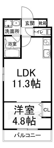 京都市西京区桂上野東町のマンションの間取り