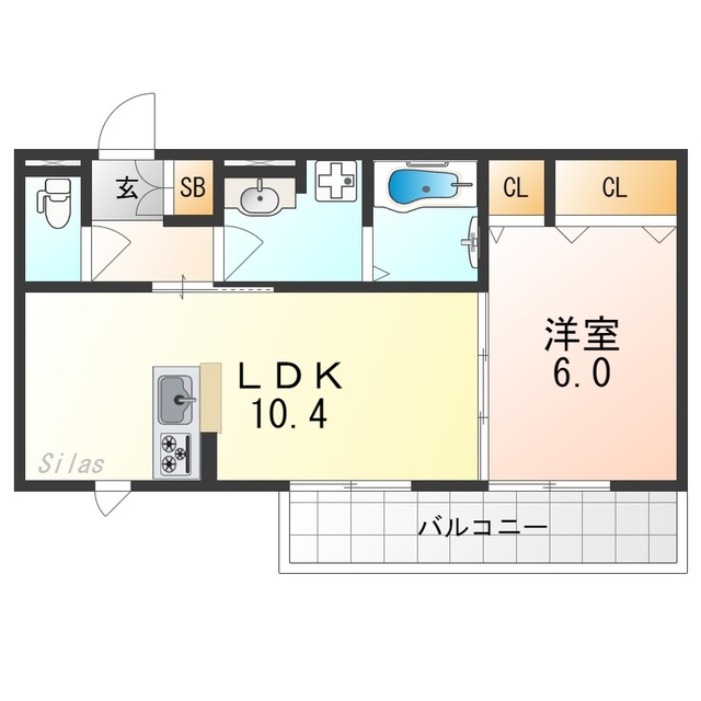 京都市右京区太秦奥殿町のアパートの間取り