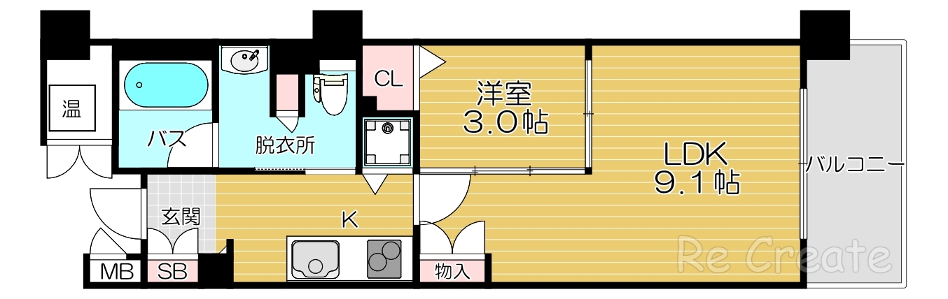 【大阪市天王寺区筆ケ崎町のマンションの間取り】