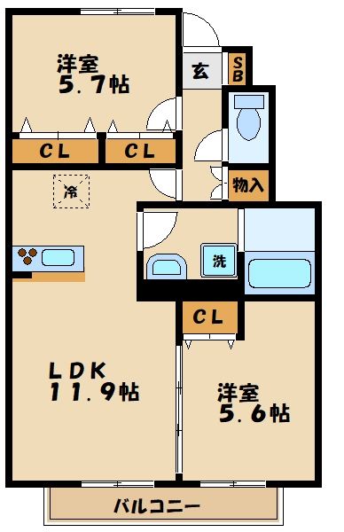 相模原市中央区上溝のアパートの間取り