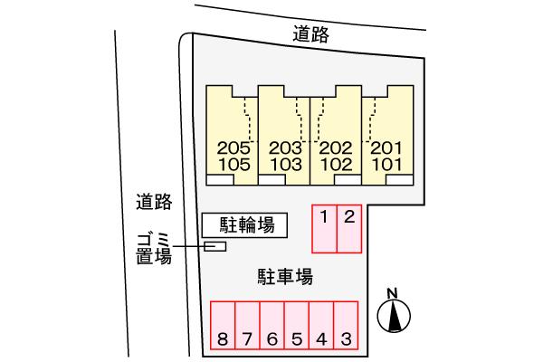 【南河内郡河南町大字一須賀のアパートの駐車場】