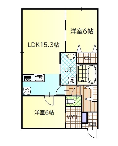 旭川市豊岡十一条のアパートの間取り