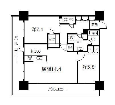 旭川市一条通のマンションの間取り