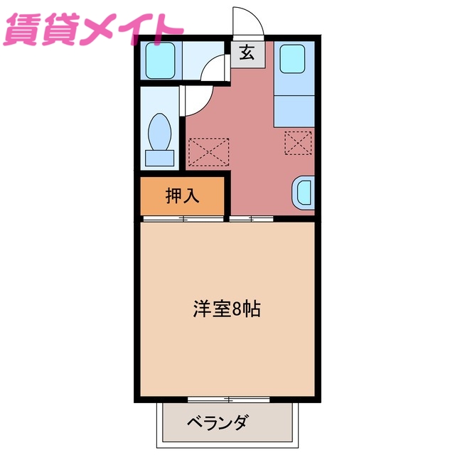 【津市栗真町屋町のアパートの間取り】