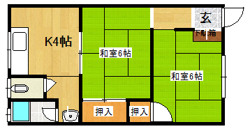 加古川市平岡町二俣のアパートの間取り