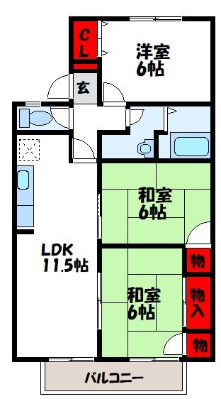 糟屋郡新宮町大字湊のアパートの間取り