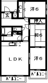 阿南市那賀川町中島のマンションの間取り