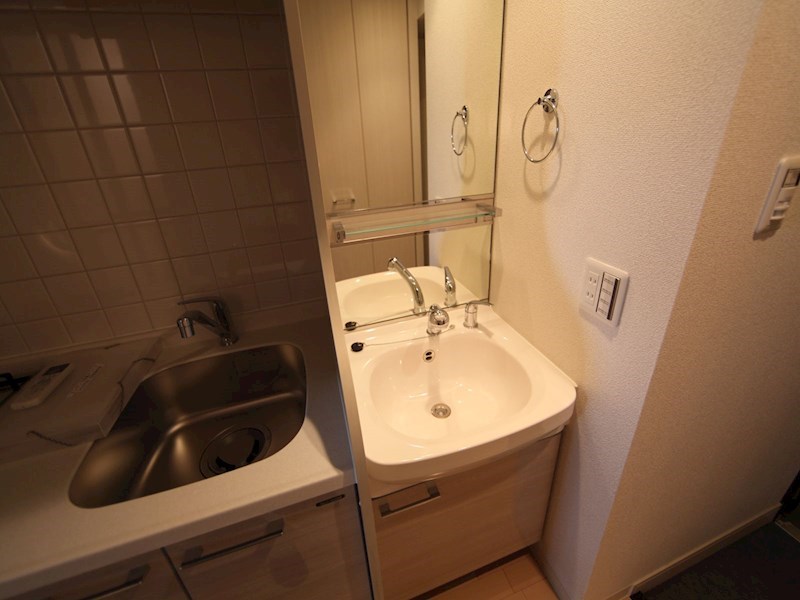 洗面設備　独立洗面台（シャンプードレッサー付）収納スペース有