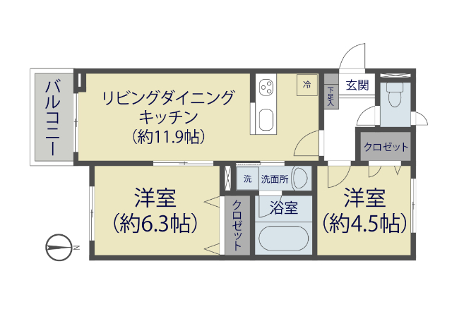 東武伊勢崎線 草加駅 徒歩8分 3階建 築5年の間取り写真