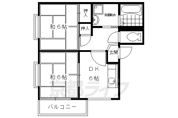 京都市左京区岩倉花園町のアパートの間取り