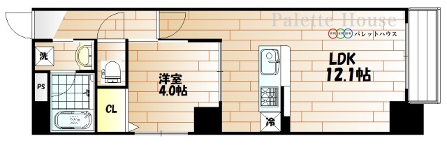 岡山市北区中山下のマンションの間取り