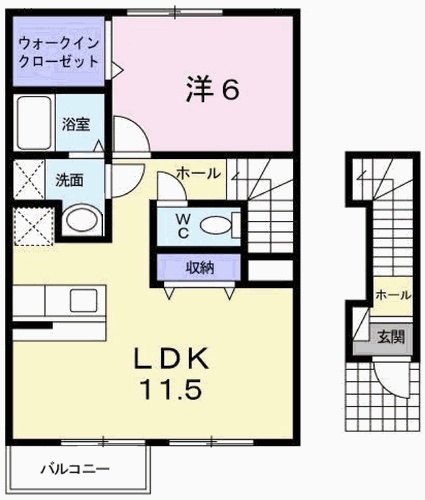 姫路市飾磨区細江のアパートの間取り