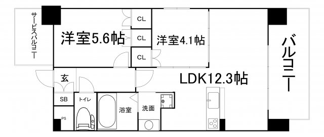 大阪市中央区内淡路町のマンションの間取り