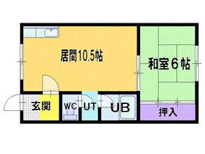 北広島市稲穂町東のアパートの間取り