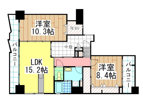 北九州市八幡東区中央のマンションの間取り