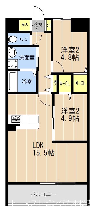 福岡市城南区友丘のマンションの間取り