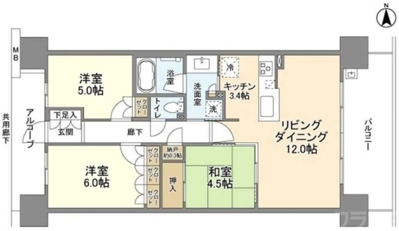 京都桂川つむぎの街ブライトスクエアの間取り