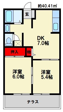 ルシェルブルー大城Aの間取り